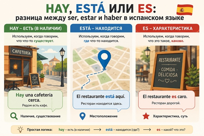 Hay, está или es: как понять разницу в испанском языке